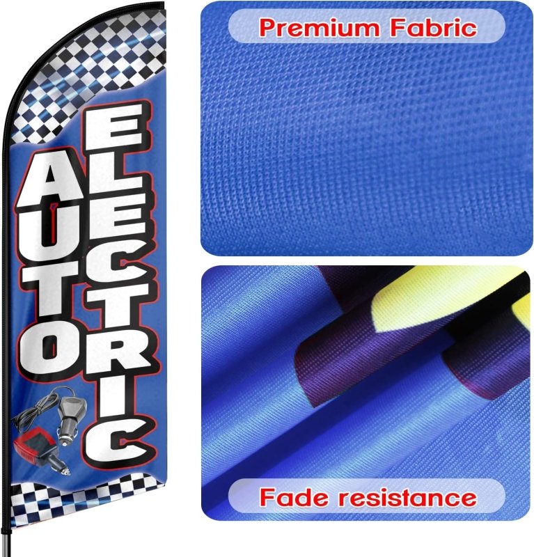 Auto Electric Themed Feather Flag, 8FT Auto Electric Advertising Swooper Flag(Flagpole Not Included 3.4)