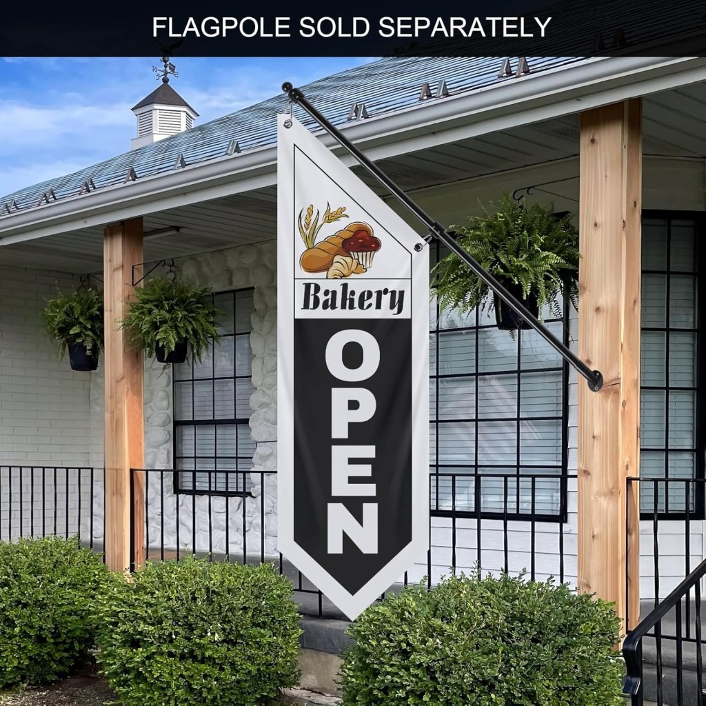 Bakery Black Open Flag, Double - Sided Three - ply (No Pole)