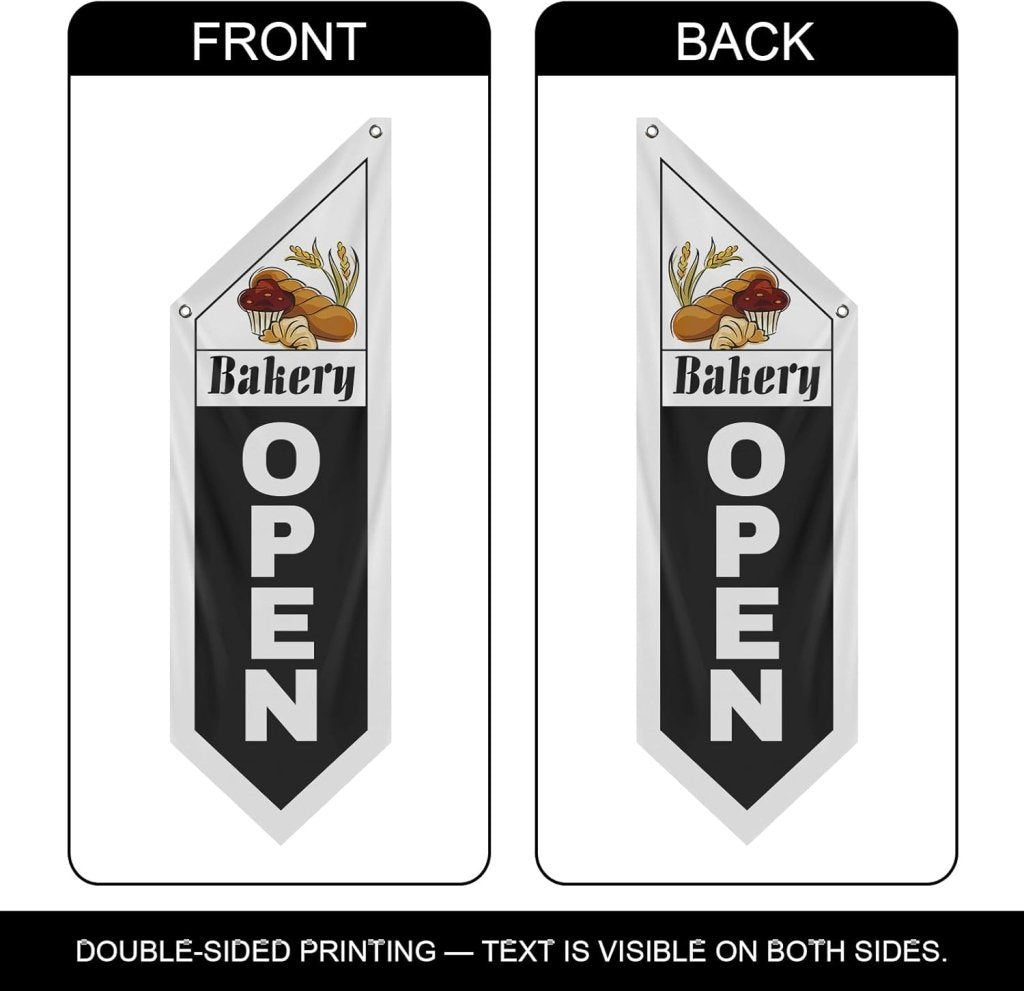 Bakery Black Open Flag, Double - Sided Three - ply (No Pole)