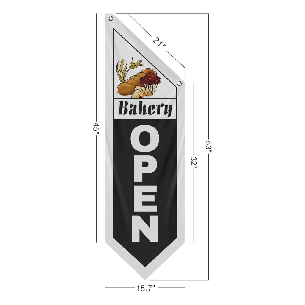 Bakery Black Open Flag, Double - Sided Three - ply (No Pole)