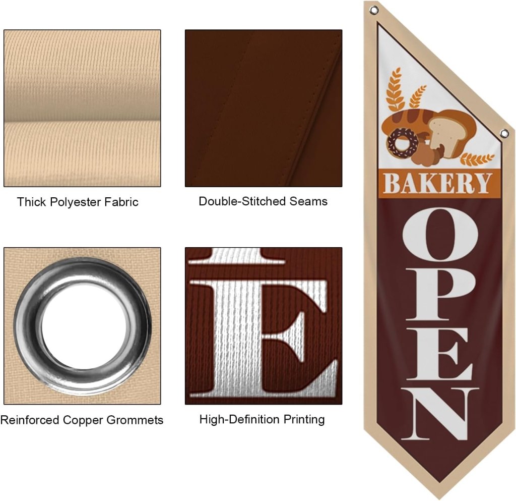 Bakery Brown Open Flag, Double - Sided Three - ply (Flag Only)