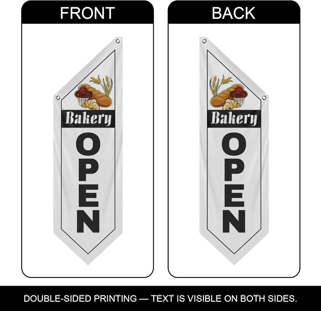 Bakery White Open Flag, Double - Sided Three - ply (No Pole)