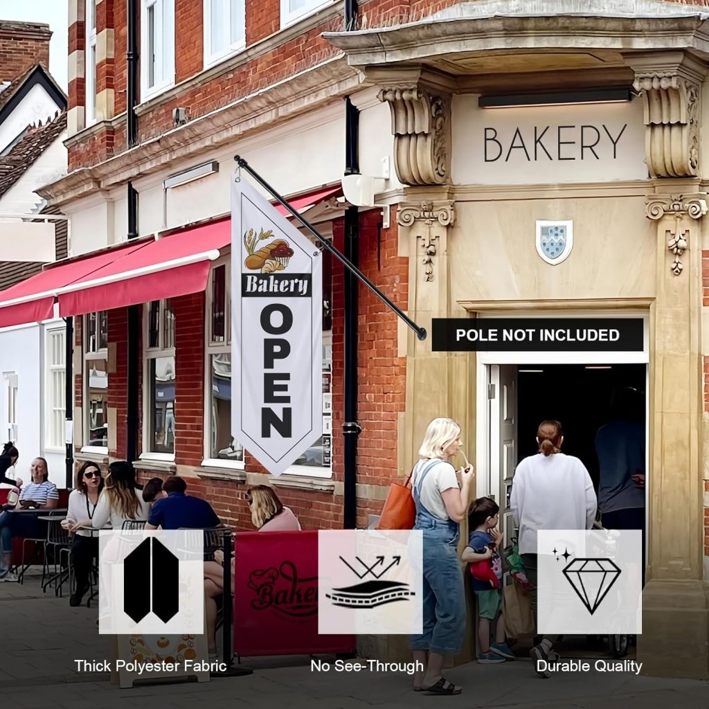 Bakery White Open Flag, Double - Sided Three - ply (No Pole)