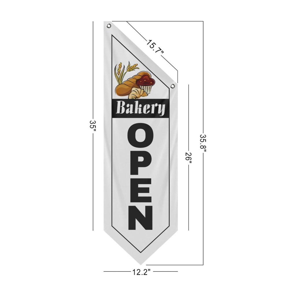 Bakery White Open Flag, Double - Sided Three - ply (No Pole)