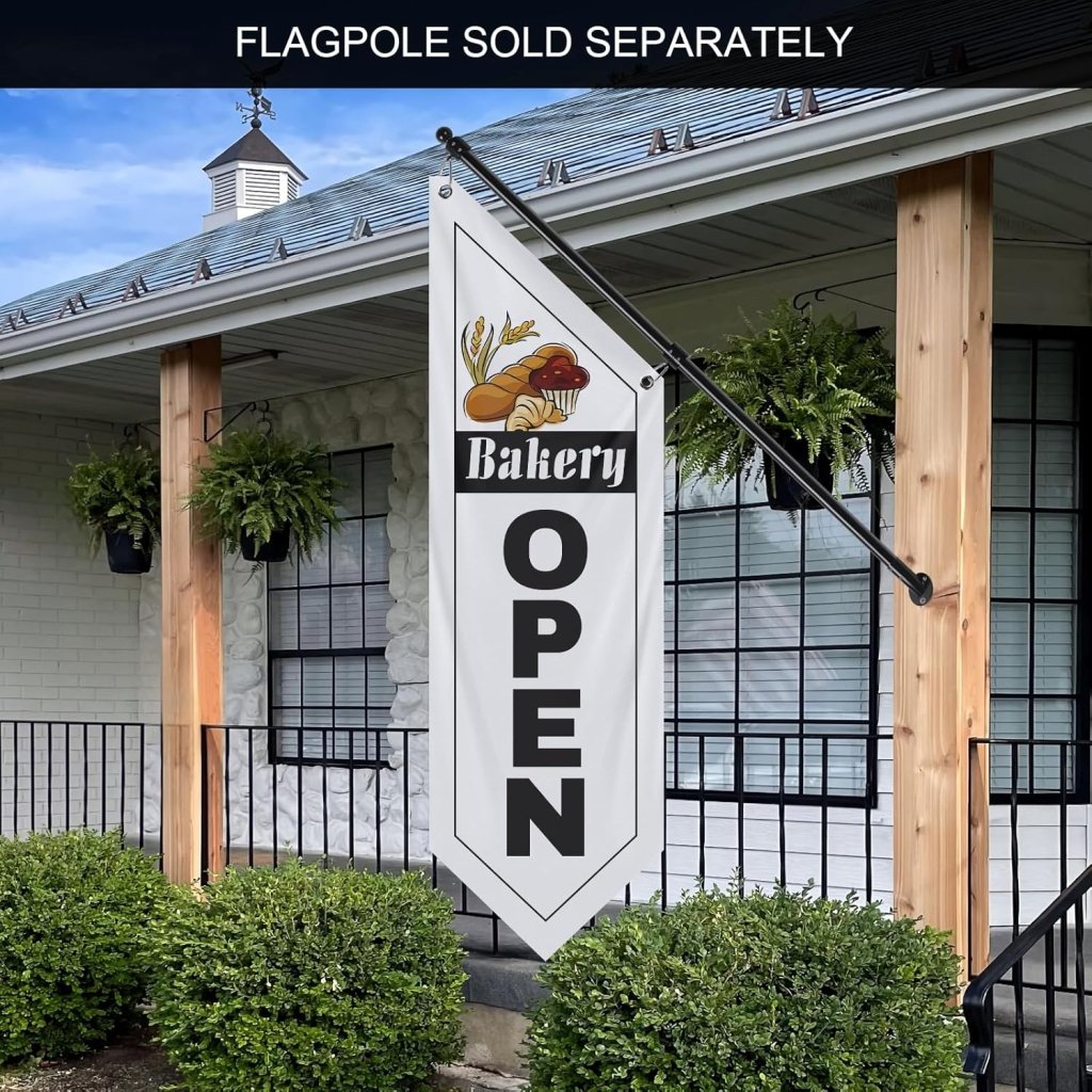 Bakery White Open Flag, Double - Sided Three - ply (No Pole)