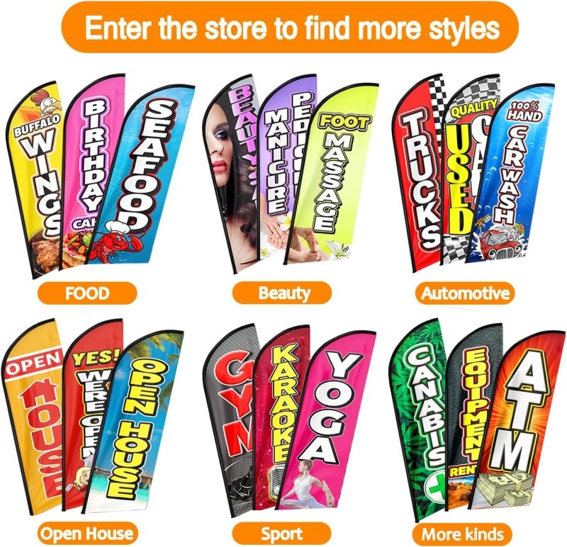 BBQ Flags - 8FT Bbq 03 Advertising Swooper Flag(Flagpole Not Included 3.4)