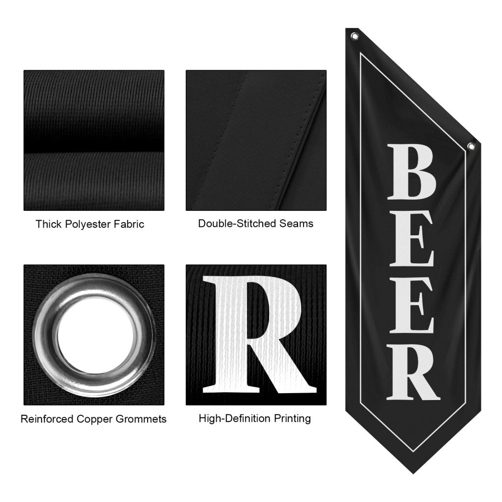 Beer Open Flag, Double - Sided Hanging Outdoor Banner, Black (No Pole)
