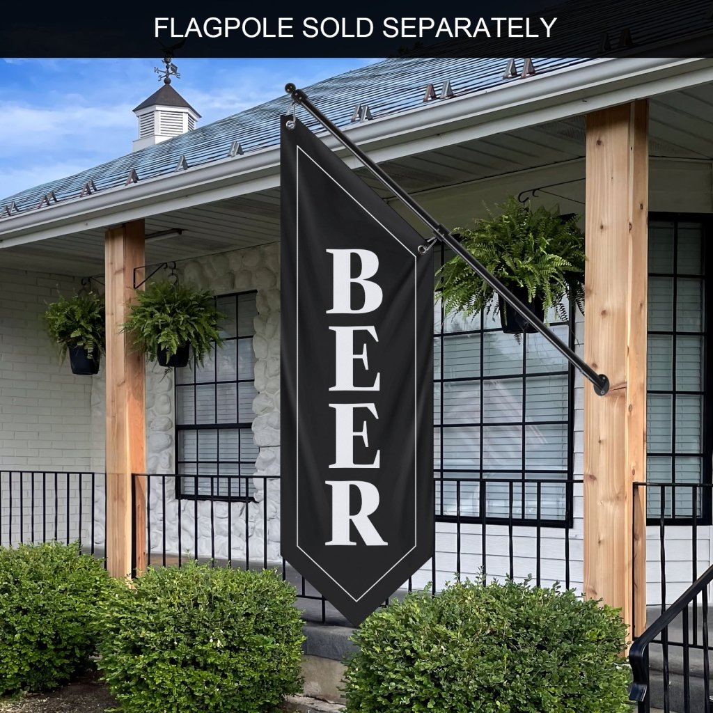 Beer Open Flag, Double - Sided Hanging Outdoor Banner, Black (No Pole)