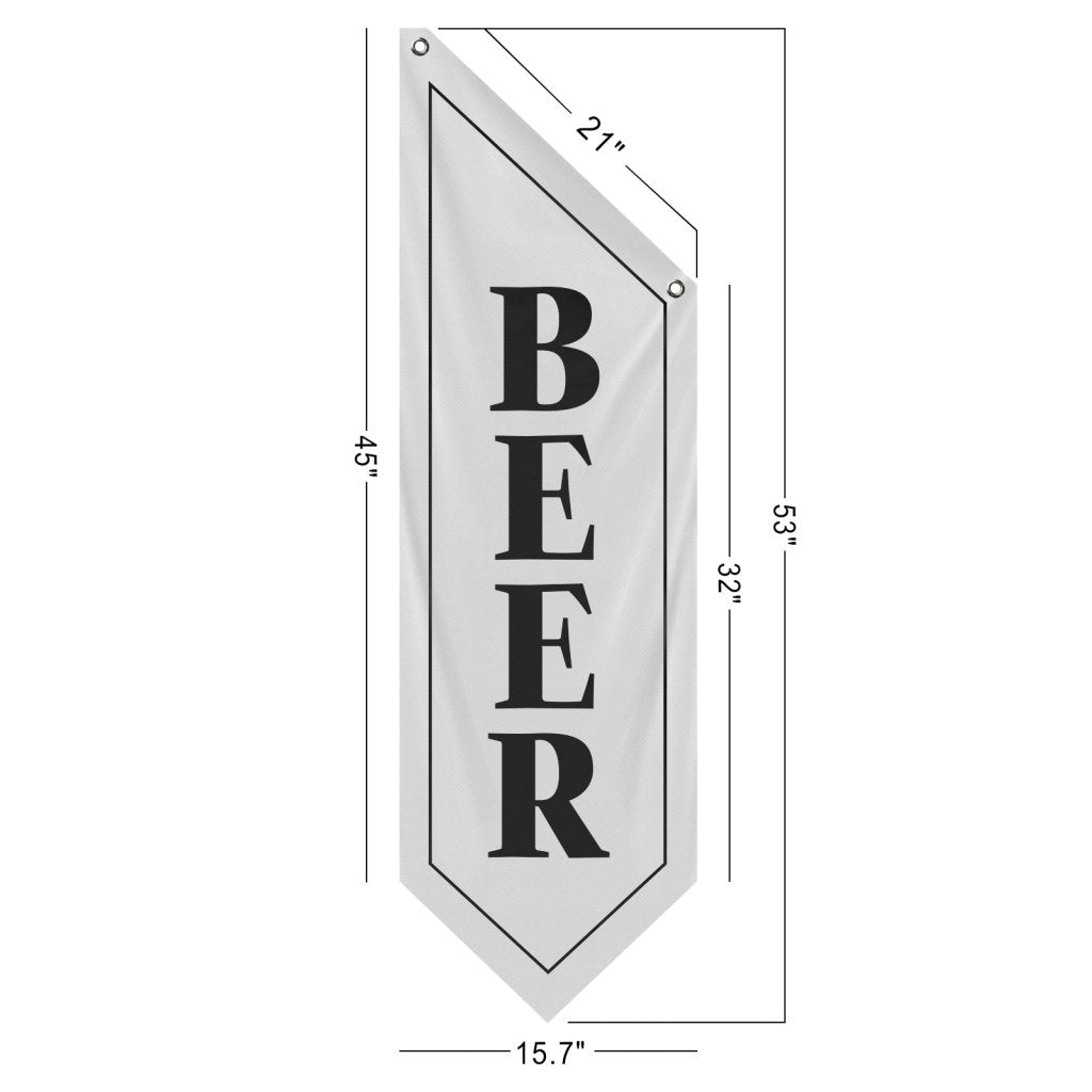 Beer Open Flag, Double - Sided Hanging Outdoor Banner for Bar, White (No Pole)