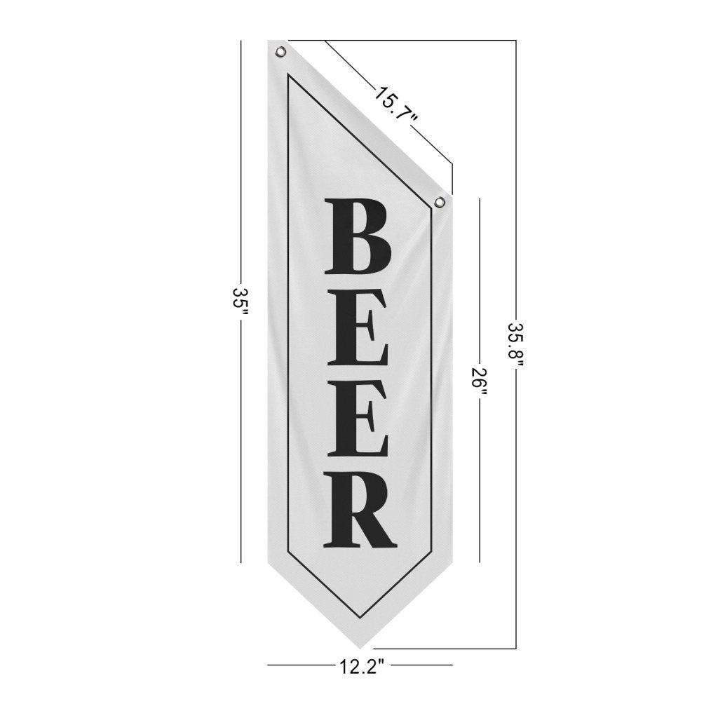 Beer Open Flag, Double - Sided Hanging Outdoor Banner for Bar, White (No Pole)