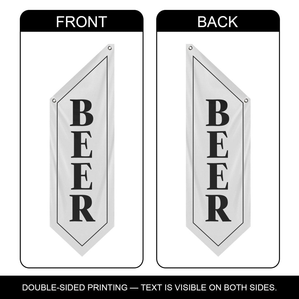 Beer Open Flag, Double - Sided Hanging Outdoor Banner for Bar, White (No Pole)
