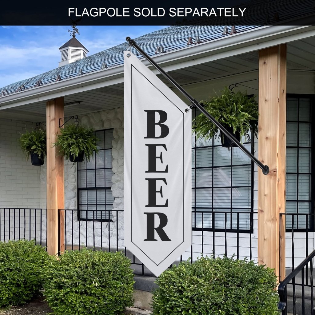 Beer Open Flag, Double - Sided Hanging Outdoor Banner for Bar, White (No Pole)
