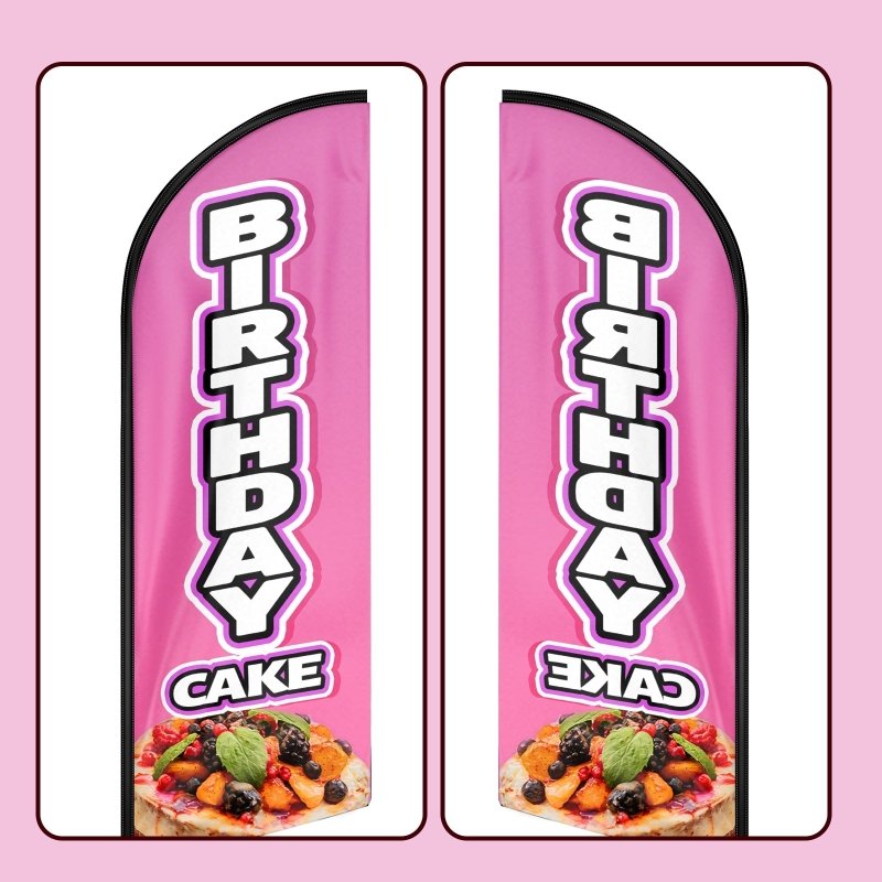 Birthday Cake Flag - 8FT Birthday Cake Advertising Swooper Flag(Flagpole Not Included 3.4)