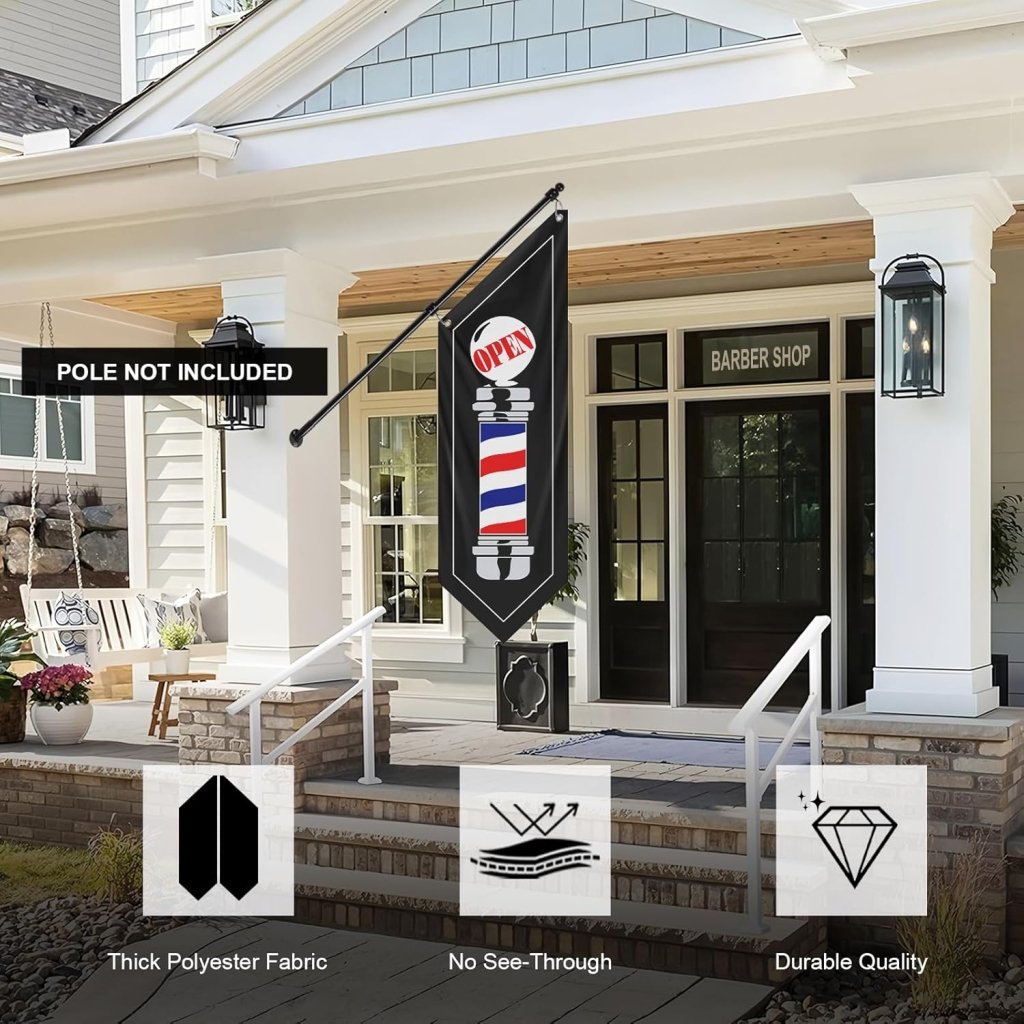 Black Barbershop Flag, Double - Sided Three - ply (No Pole)