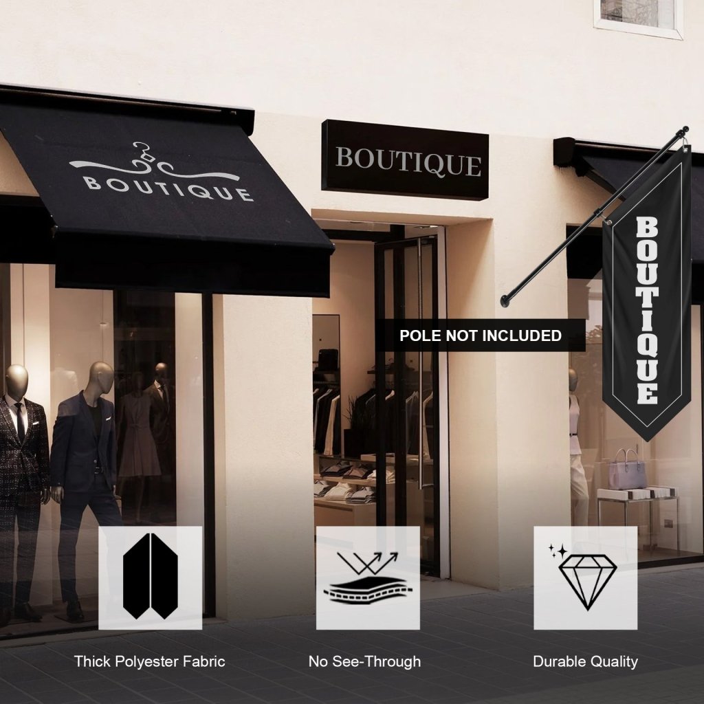 Black Boutique Hanging Open Flag, Double - Sided Fabric Banner(Flag Only)