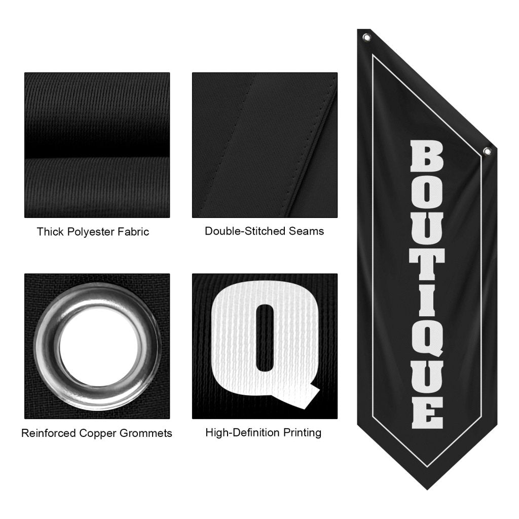 Black Boutique Hanging Open Flag, Double - Sided Fabric Banner(Flag Only)
