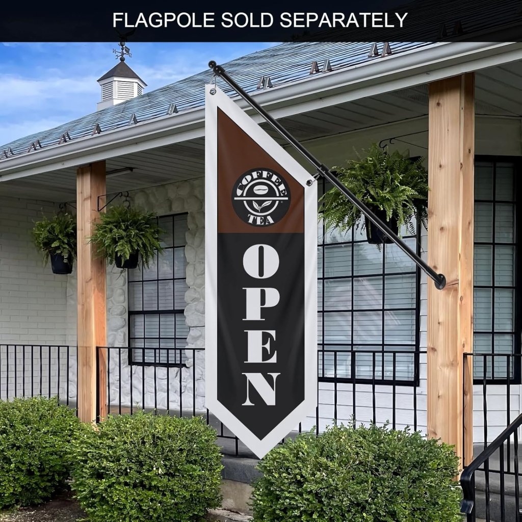 Black Coffee Open Flag, Double - Sided Three - ply (No Pole)