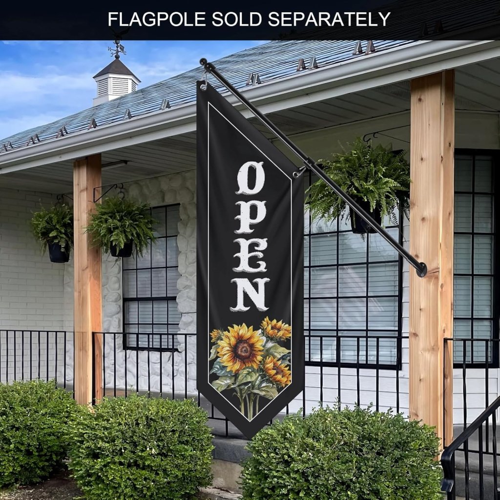 Black Flower Open Flag, Double - Sided Three - ply (Flag Only)