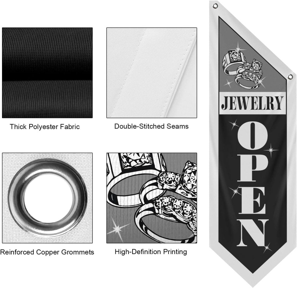 Black Jewelry Open Flag, Double - Sided Three - ply (No Pole)