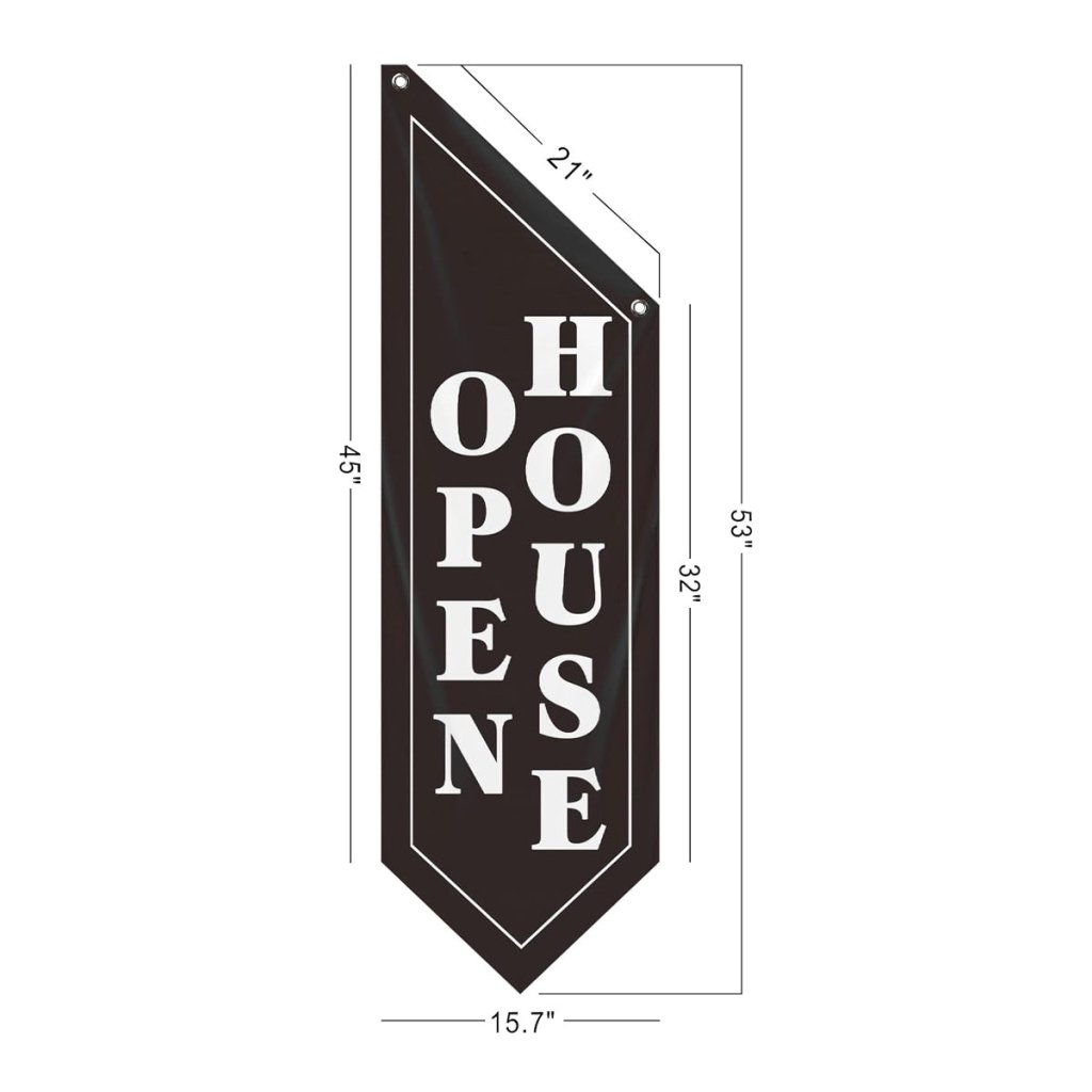 Black Open House Wall Flag, Double - Sided Three - ply (Flag Only)