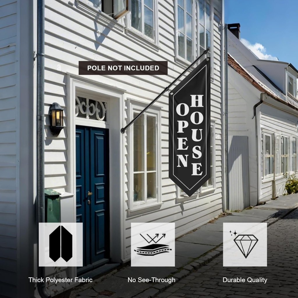 Black Open House Wall Flag, Double - Sided Three - ply (Flag Only)