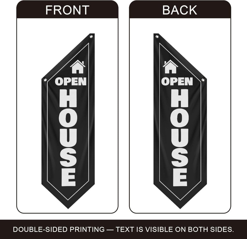 Black Open House Wall Flag, Double - Sided Three - ply (No Pole Included)