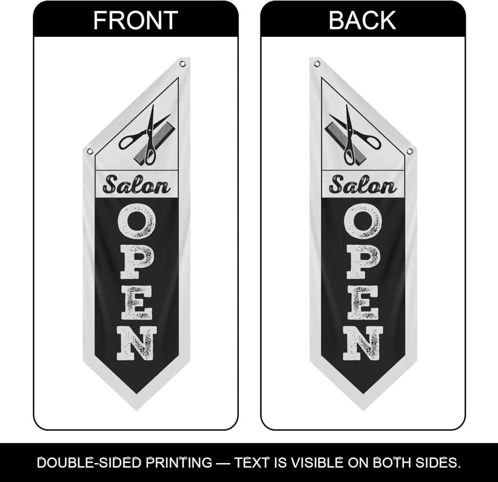 Black Salon Open Flag, Double - Sided Three - ply (No Pole)