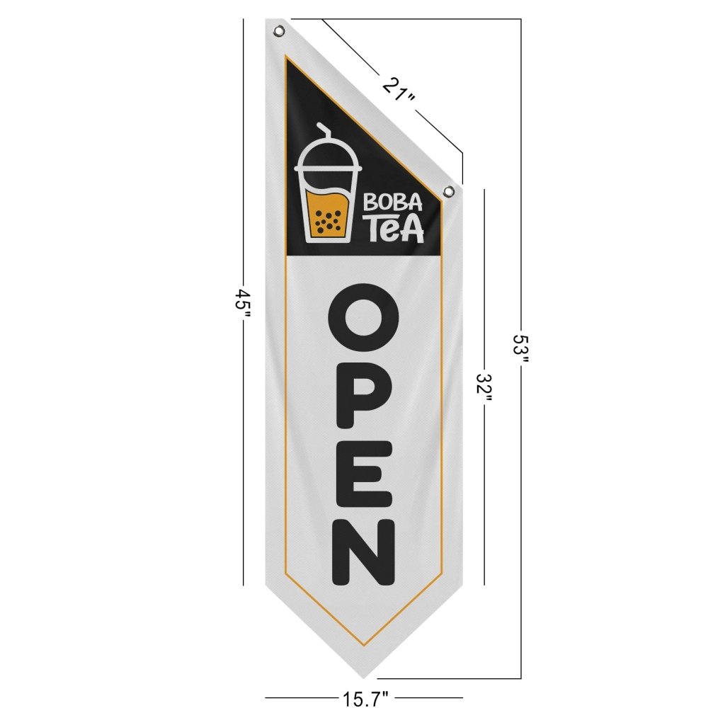 Boba Tea Open Vintage Flag Banner Only, White