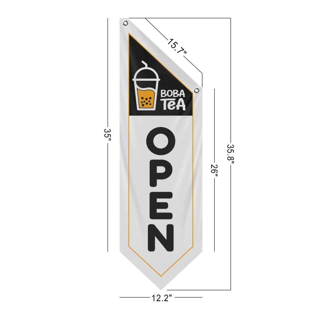Boba Tea Open Vintage Flag Banner Only, White