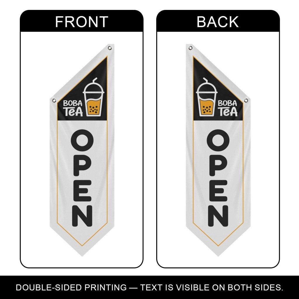 Boba Tea Open Vintage Flag Banner Only, White