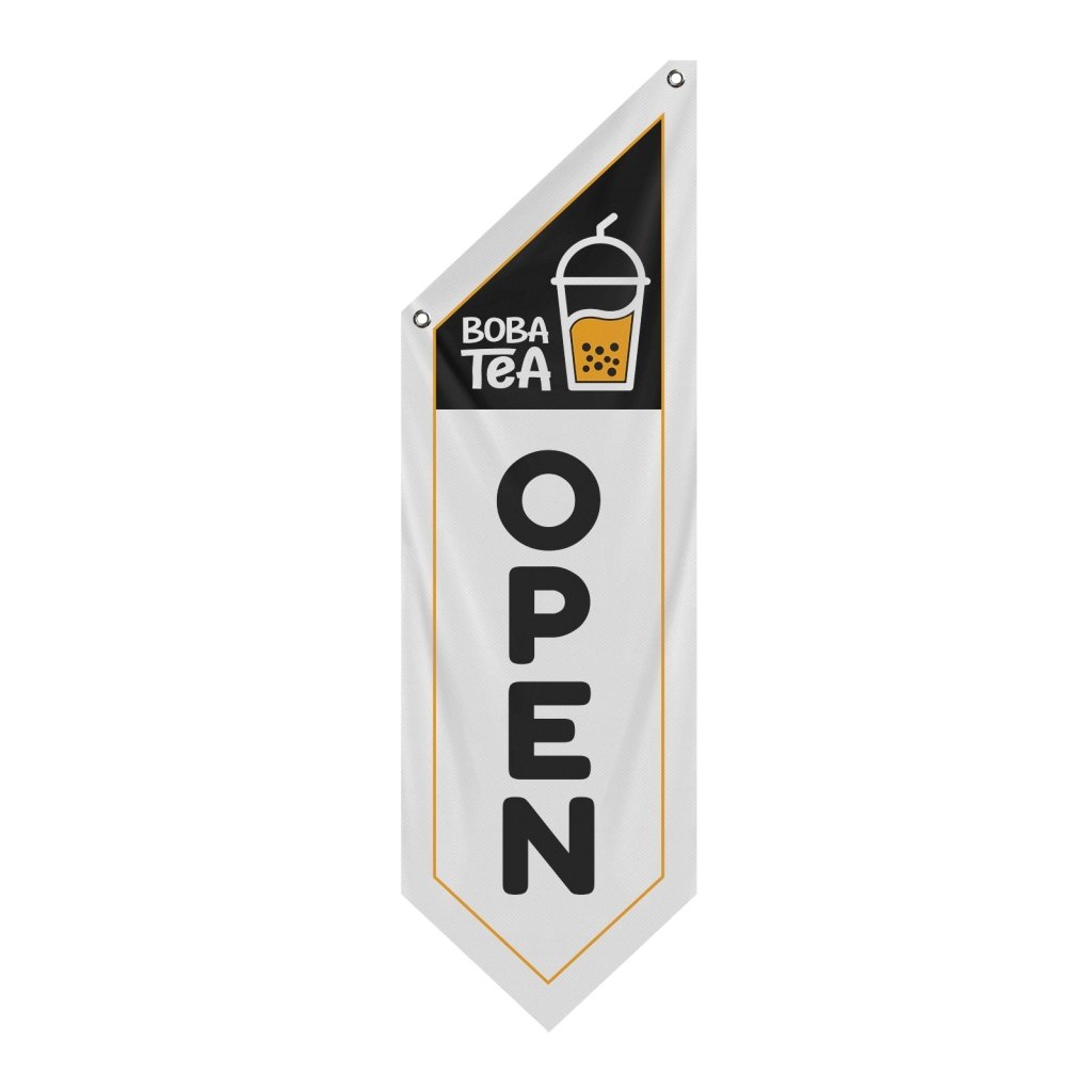 Boba Tea Open Vintage Flag Banner Only, White
