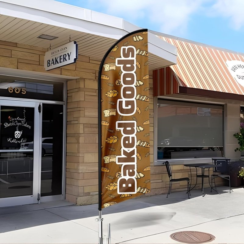 Bread Sign - 11FT Polyester Bread Flag with Aluminium Alloy Pole Kit(3.4m)
