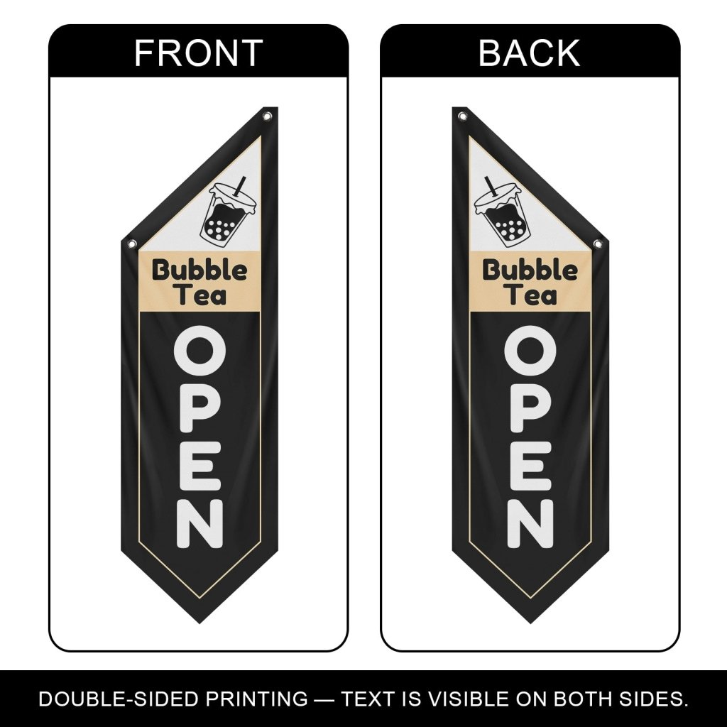 Bubble Tea Open Flag Only Double Sided, Black