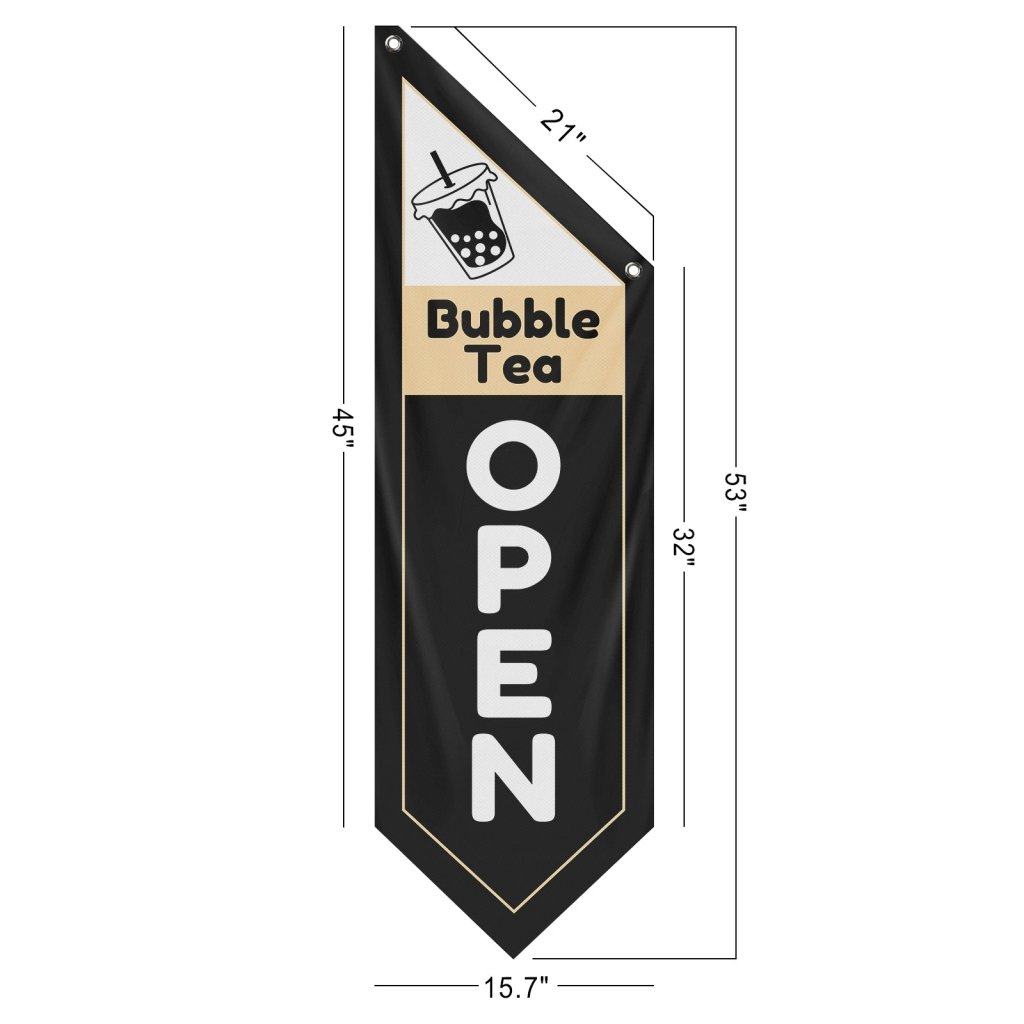 Bubble Tea Open Flag Only Double Sided, Black