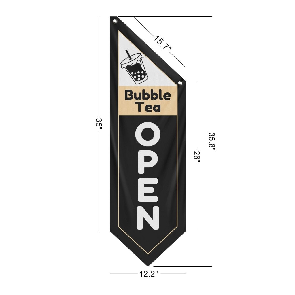 Bubble Tea Open Flag Only Double Sided, Black
