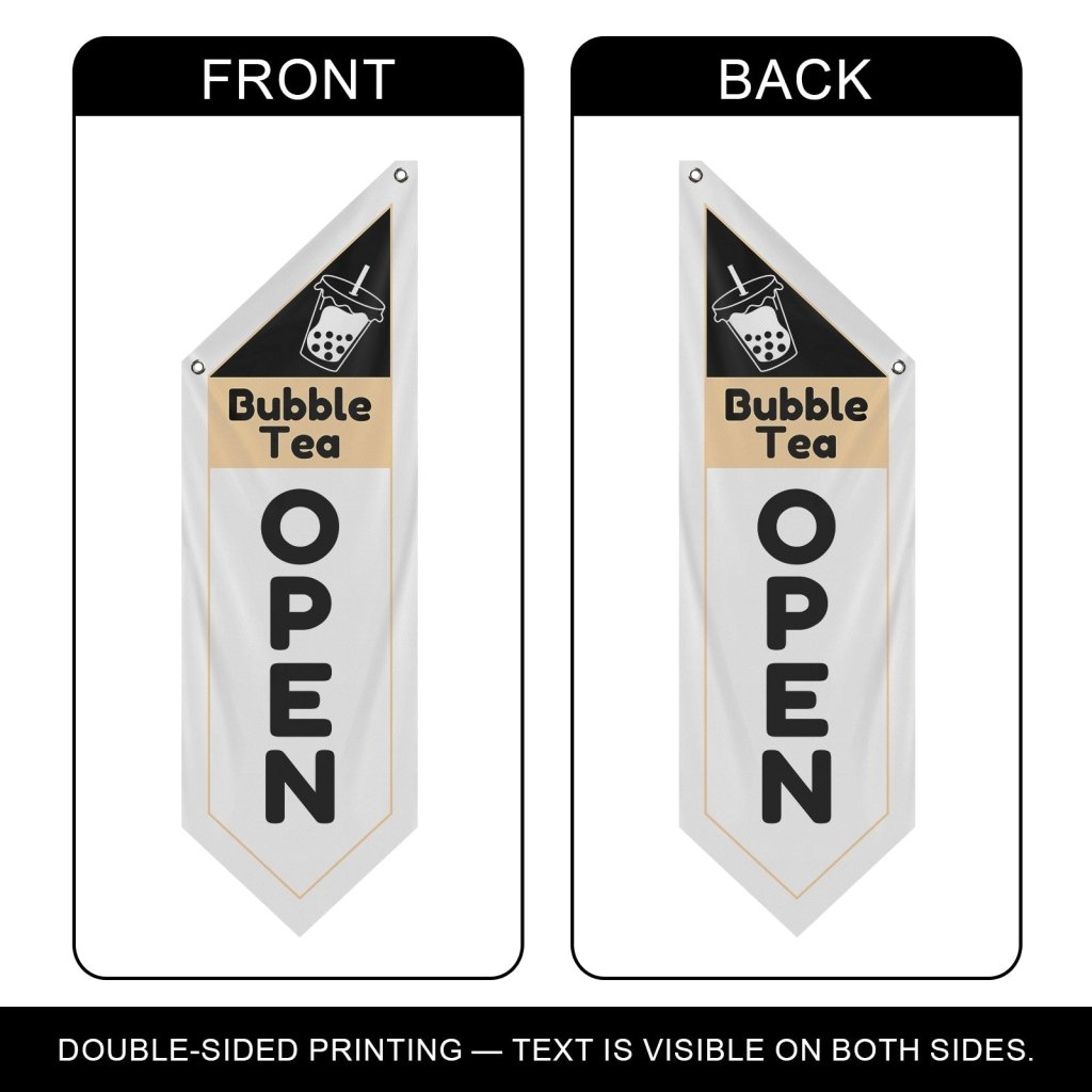 Bubble Tea Open Flag Only Double Sided, White