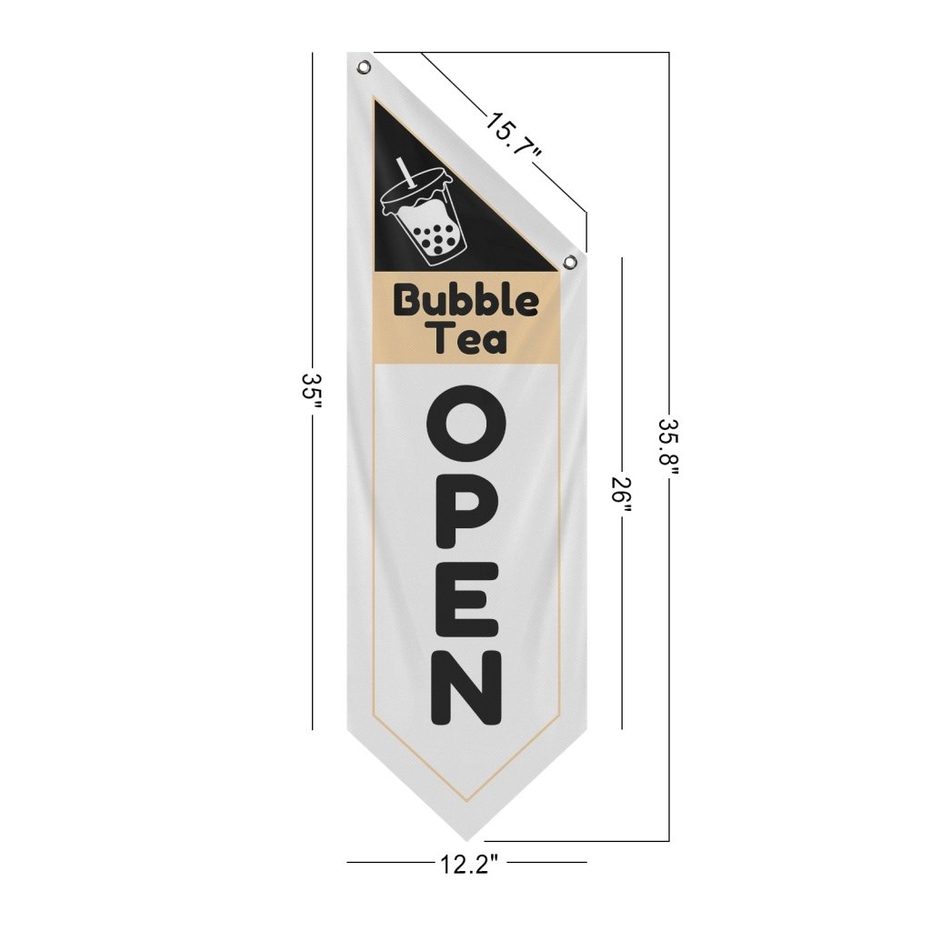 Bubble Tea Open Flag Only Double Sided, White
