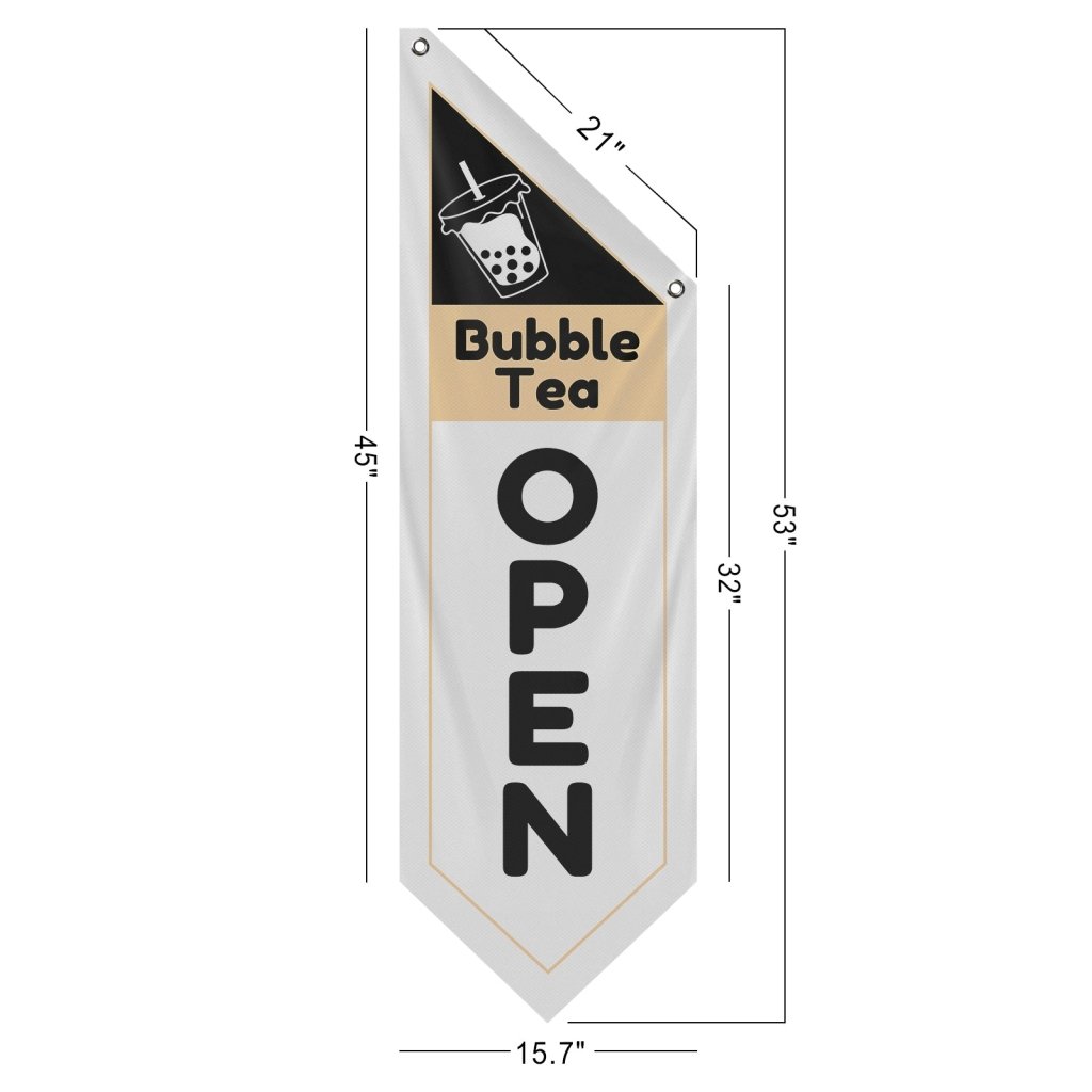 Bubble Tea Open Flag Only Double Sided, White