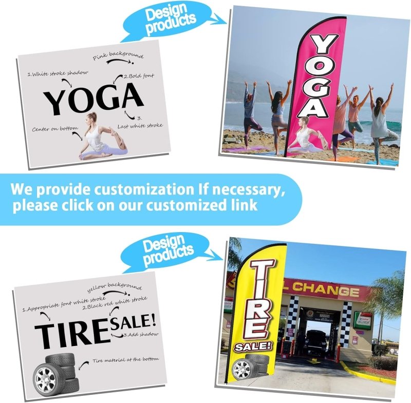 Car Wash Flags - 8FT Car Wash Advertising Swooper Feather Flag(Flagpole Not Included 3.4)