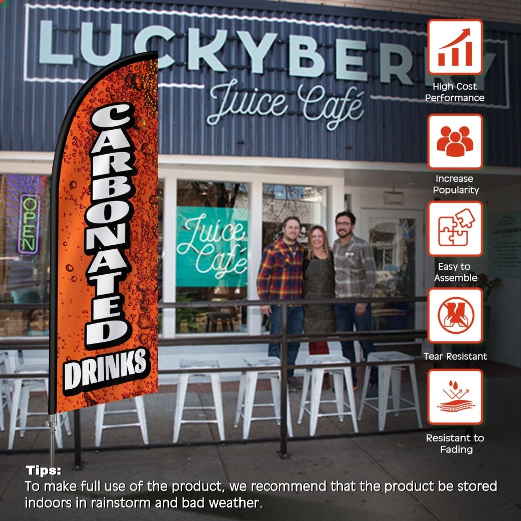 Carbon Flag - 8FT Carbon Banner Feather Flag with Stainless Steel Pole Kit(2m flag set)