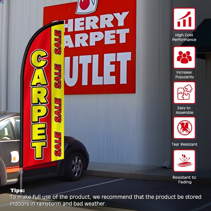 Carpet Flag - 8FT Carpet Banner Feather Flag with Stainless Steel Pole Kit(2m flag set)