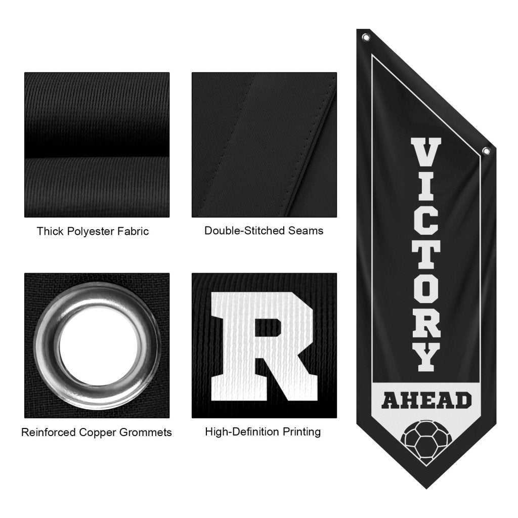 Celebrate Soccer with Victory Ahead Wall Flag, Black (Only Flag)
