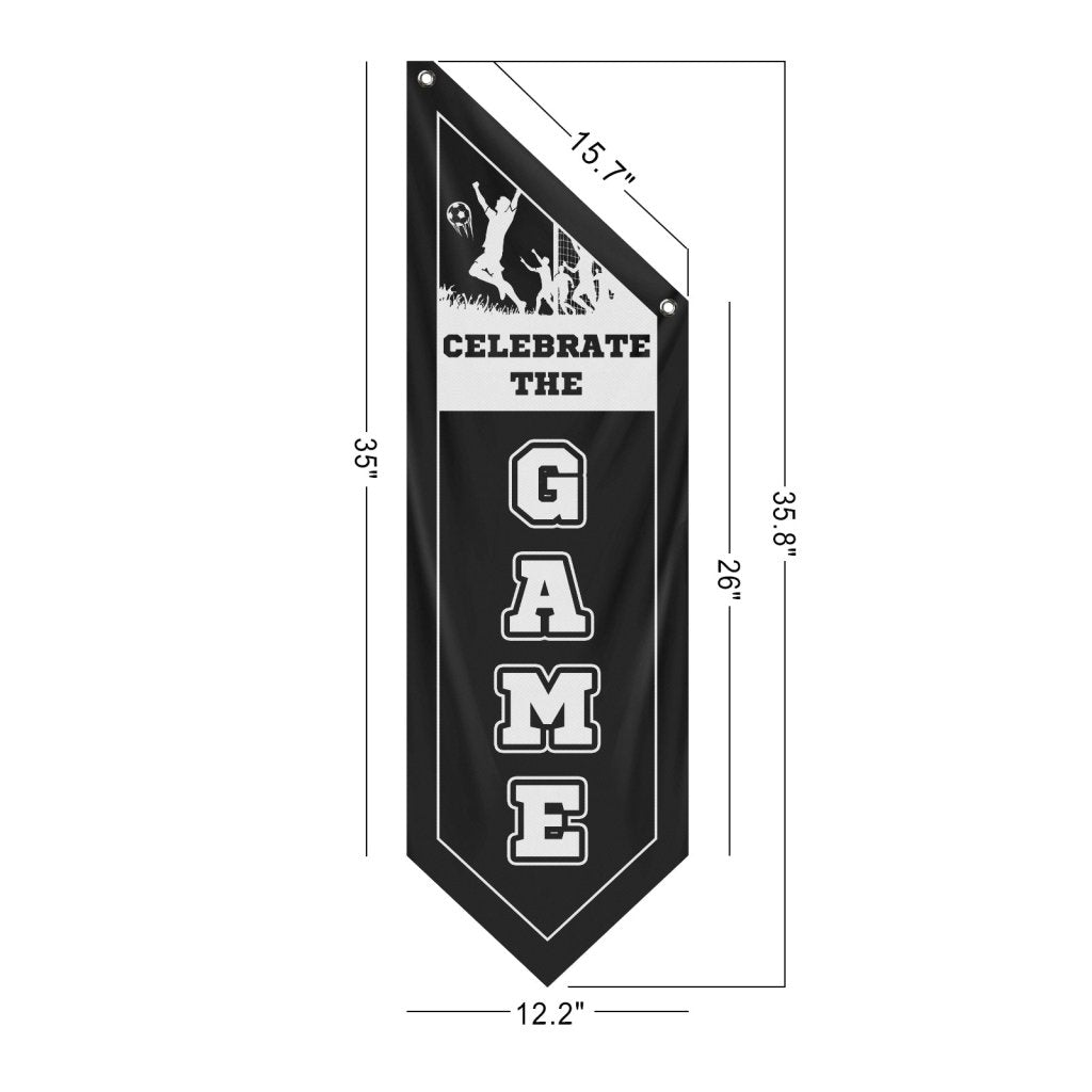 Celebrate The Game Soccer Wall Flag,Black (Flag Only)