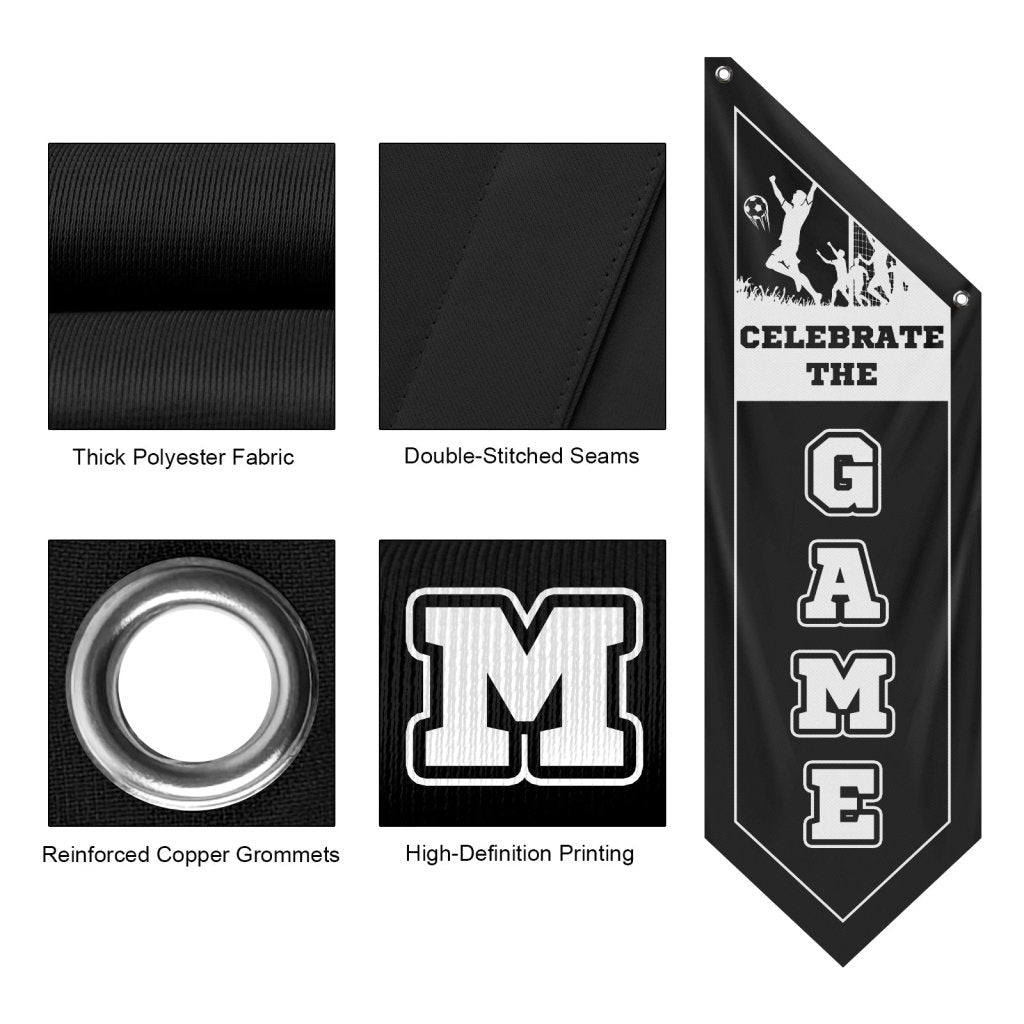 Celebrate The Game Soccer Wall Flag,Black (Flag Only)
