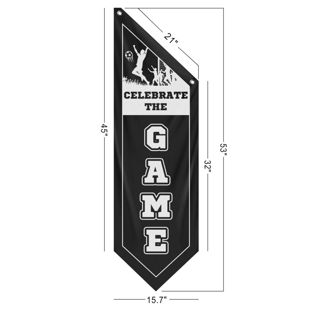 Celebrate The Game Soccer Wall Flag,Black (Flag Only)