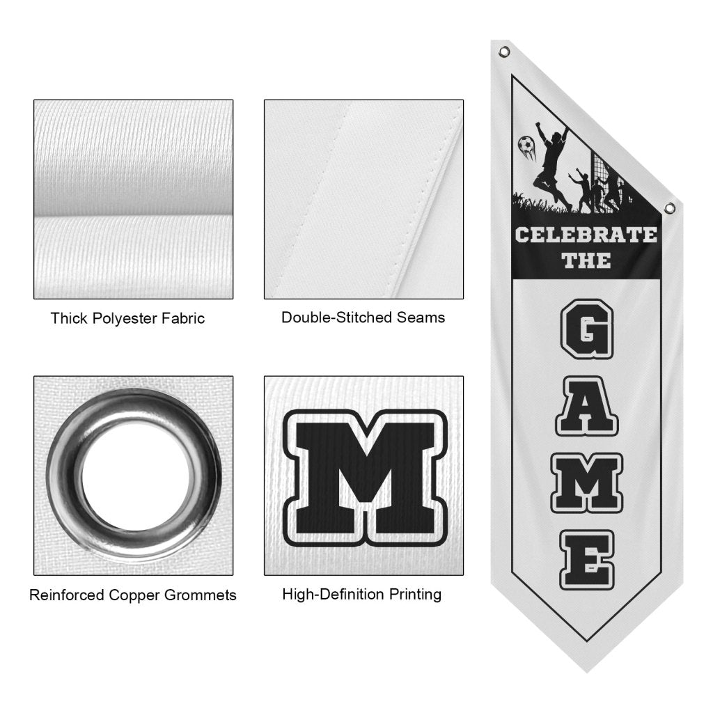 Celebrate The Game Soccer Wall Flag,White (Flag Only)