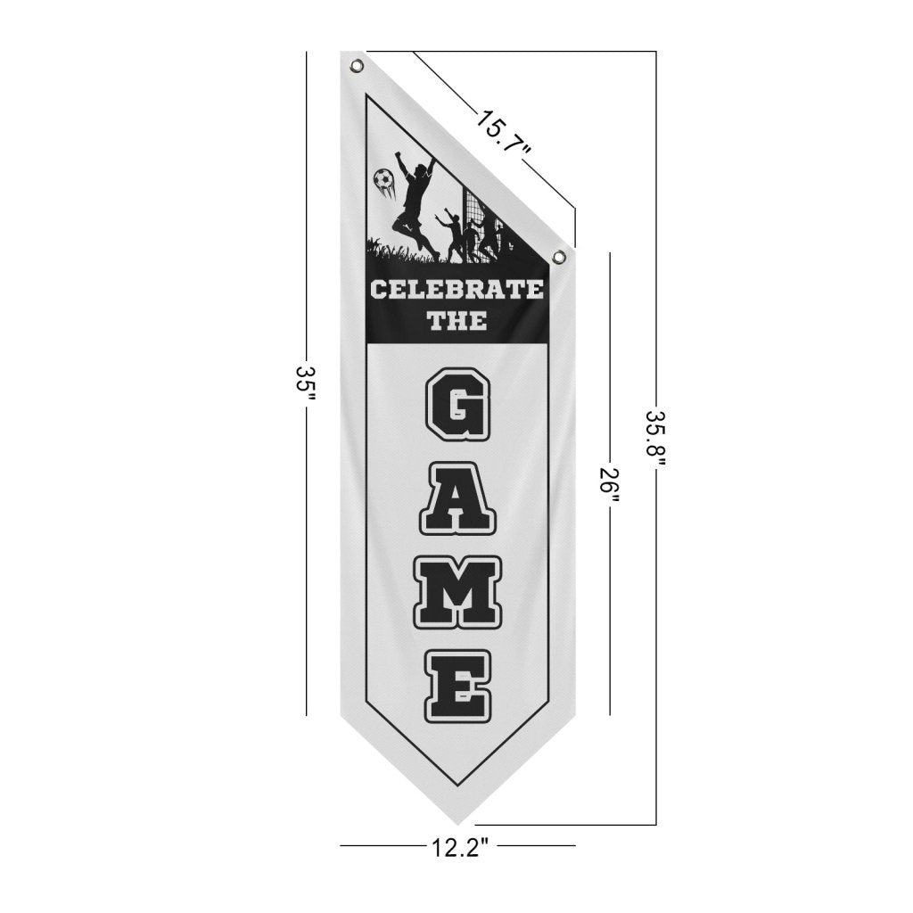 Celebrate The Game Soccer Wall Flag,White (Flag Only)