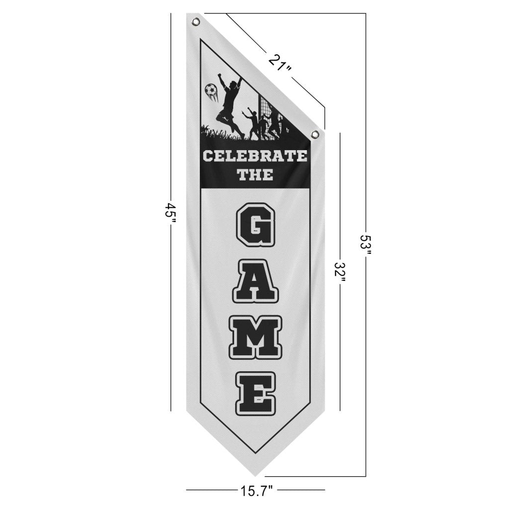 Celebrate The Game Soccer Wall Flag,White (Flag Only)