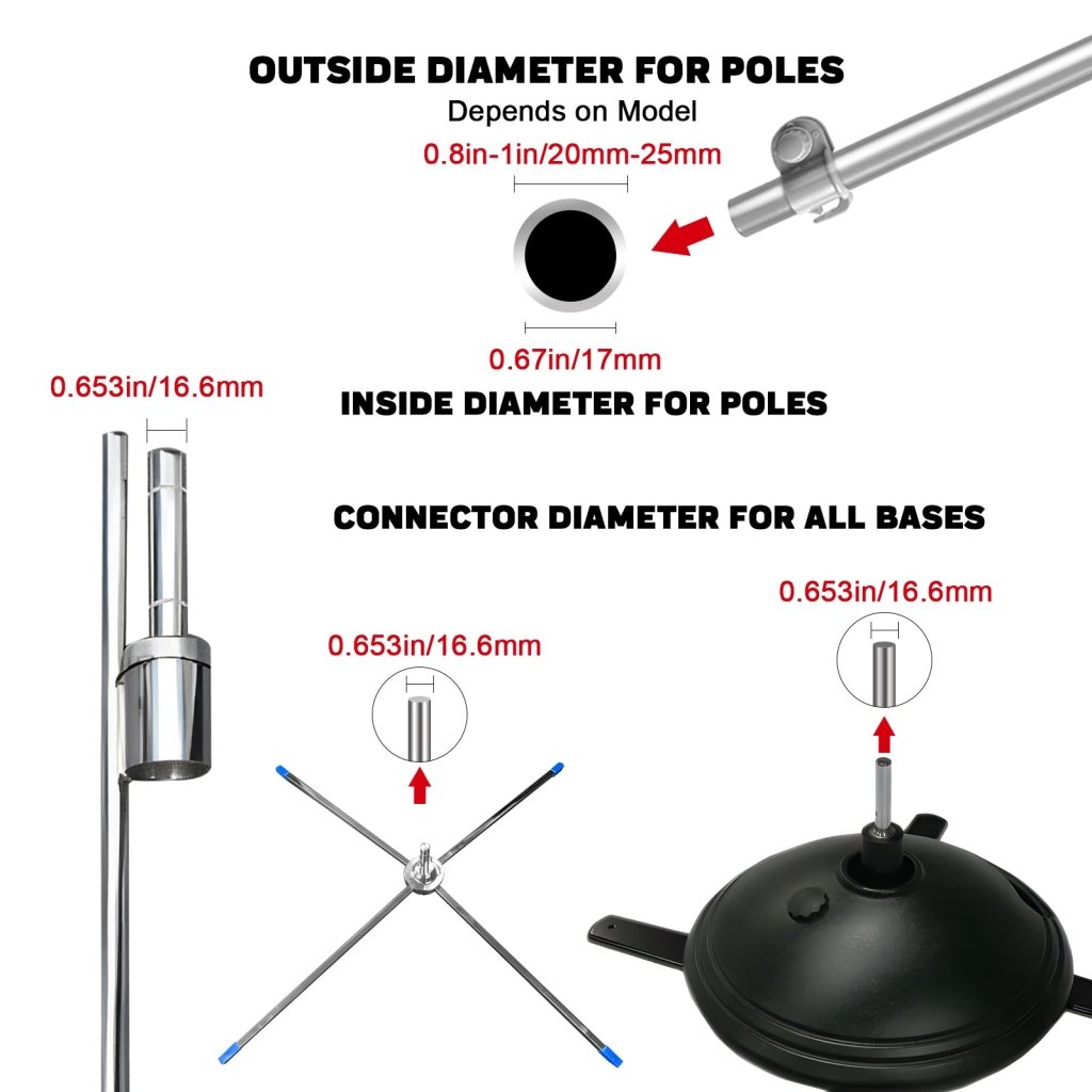 Chrome - Plated Iron + Zinc Square Chrome Cross Base - Rotatable