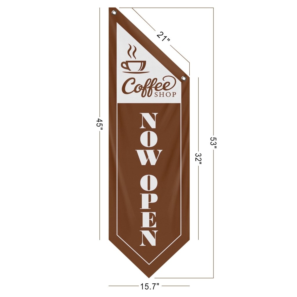 Coffee Shop Now Open Flag, Double Sided Cottage Banner Only, Brown